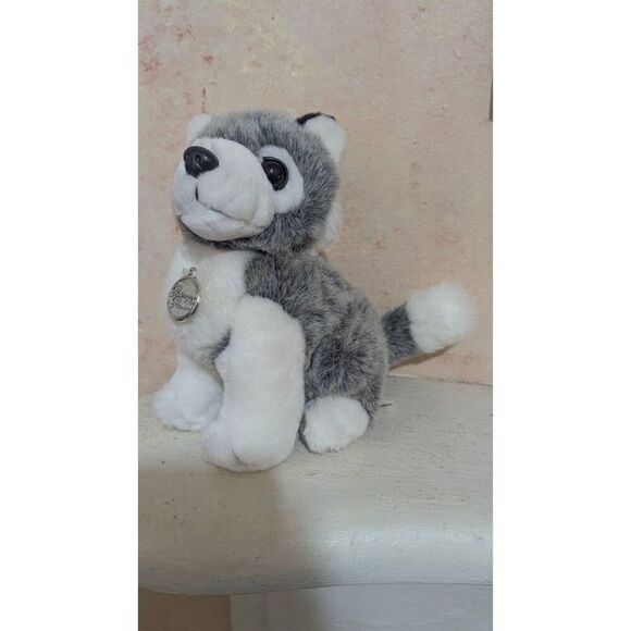 TB   Trading Co 9"Plush Husky Dog Toy " Gray & White Stuffed Animal - Picture 3 of 11